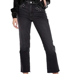 Dear John Women Dark Wash Wide Leg Jeans Size 26 Grey Studded Y2K 2026 Trendy